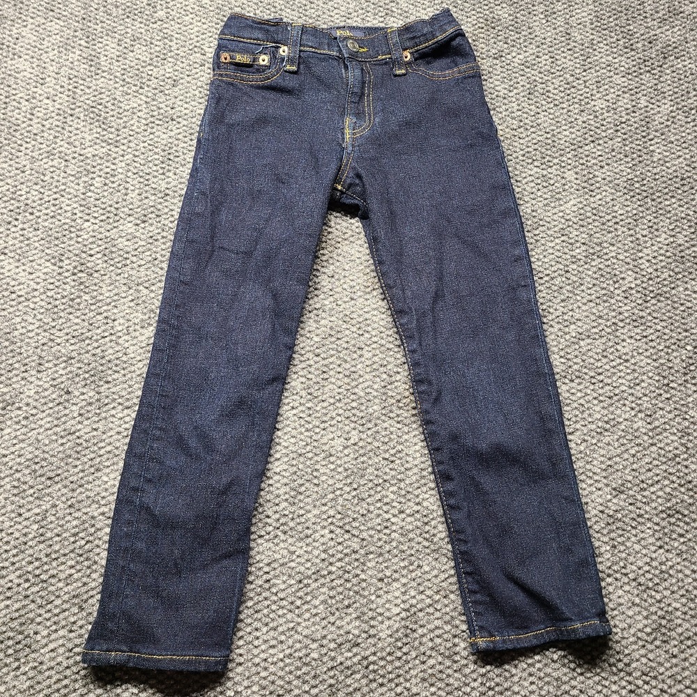 Polo Ralph Lauren The Hampton Straight Jeans Boys 5 Blue Denim Cotton Dark Wash
